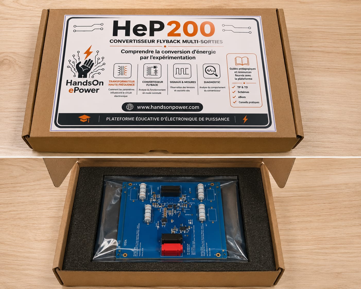 HeP-200 – Plateforme pédagogique d’analyse expérimentale des convertisseurs flyback planar industriels multi-sorties